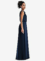 Side View Thumbnail - Midnight Navy One-Shoulder Bow Blouson Bodice Maxi Dress