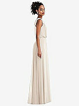 Side View Thumbnail - Oat One-Shoulder Bow Blouson Bodice Maxi Dress