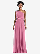 Front View Thumbnail - Orchid Pink One-Shoulder Bow Blouson Bodice Maxi Dress