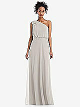 Front View Thumbnail - Oyster One-Shoulder Bow Blouson Bodice Maxi Dress