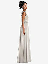 Side View Thumbnail - Oyster One-Shoulder Bow Blouson Bodice Maxi Dress