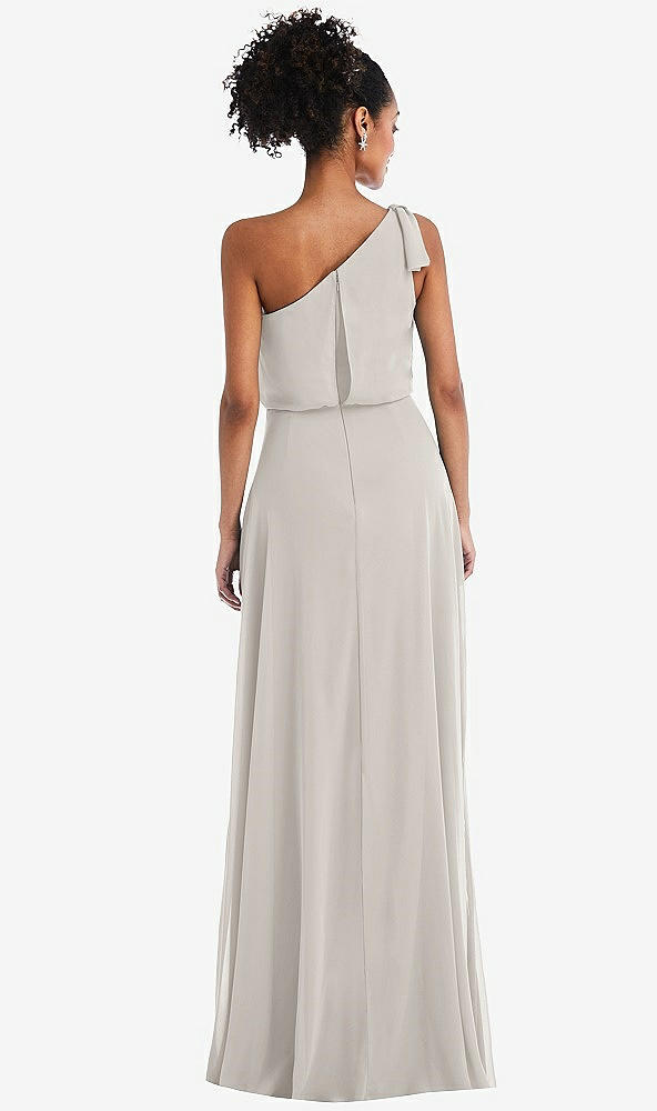 Back View - Oyster One-Shoulder Bow Blouson Bodice Maxi Dress