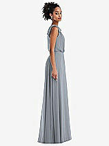 Side View Thumbnail - Platinum One-Shoulder Bow Blouson Bodice Maxi Dress