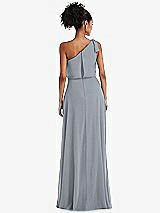 Rear View Thumbnail - Platinum One-Shoulder Bow Blouson Bodice Maxi Dress
