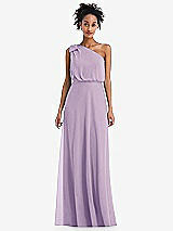 Front View Thumbnail - Pale Purple One-Shoulder Bow Blouson Bodice Maxi Dress