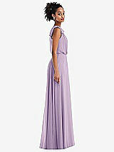 Side View Thumbnail - Pale Purple One-Shoulder Bow Blouson Bodice Maxi Dress