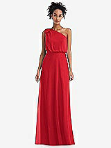 Front View Thumbnail - Parisian Red One-Shoulder Bow Blouson Bodice Maxi Dress