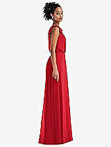 Side View Thumbnail - Parisian Red One-Shoulder Bow Blouson Bodice Maxi Dress
