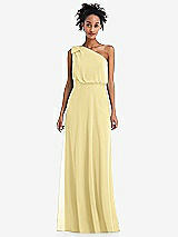 Front View Thumbnail - Pale Yellow One-Shoulder Bow Blouson Bodice Maxi Dress