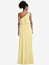 Rear View Thumbnail - Pale Yellow One-Shoulder Bow Blouson Bodice Maxi Dress