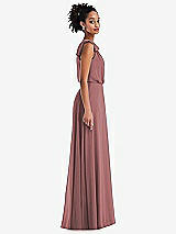 Side View Thumbnail - Rosewood One-Shoulder Bow Blouson Bodice Maxi Dress