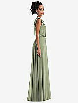 Side View Thumbnail - Sage One-Shoulder Bow Blouson Bodice Maxi Dress