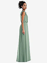 Side View Thumbnail - Seagrass One-Shoulder Bow Blouson Bodice Maxi Dress