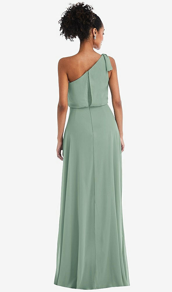 Back View - Seagrass One-Shoulder Bow Blouson Bodice Maxi Dress