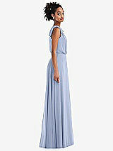 Side View Thumbnail - Sky Blue One-Shoulder Bow Blouson Bodice Maxi Dress