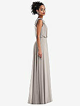 Side View Thumbnail - Taupe One-Shoulder Bow Blouson Bodice Maxi Dress