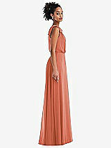 Side View Thumbnail - Terracotta Copper One-Shoulder Bow Blouson Bodice Maxi Dress
