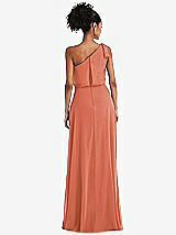 Rear View Thumbnail - Terracotta Copper One-Shoulder Bow Blouson Bodice Maxi Dress