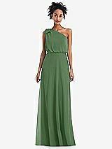 Front View Thumbnail - Vineyard Green One-Shoulder Bow Blouson Bodice Maxi Dress