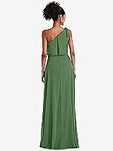 Rear View Thumbnail - Vineyard Green One-Shoulder Bow Blouson Bodice Maxi Dress