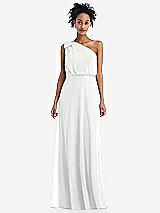 Front View Thumbnail - White One-Shoulder Bow Blouson Bodice Maxi Dress