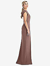 Side View Thumbnail - Sienna Cap Sleeve Open-Back Trumpet Gown with Front Slit