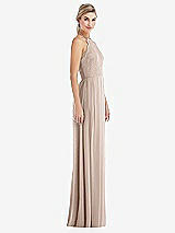 Side View Thumbnail - Cameo Tie-Neck Lace Halter Pleated Skirt Maxi Dress