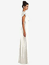 Side View Thumbnail - Ivory Cap Sleeve Wrap Bodice Sequin Maxi Dress