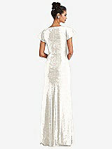 Rear View Thumbnail - Ivory Cap Sleeve Wrap Bodice Sequin Maxi Dress