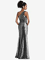 Rear View Thumbnail - Stardust One-Shoulder Draped Sequin Maxi Dress