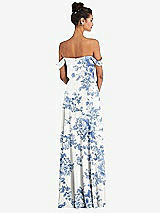 Rear View Thumbnail - Cottage Rose Dusk Blue Off-the-Shoulder Draped Neckline Maxi Dress