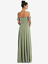Rear View Thumbnail - Sage Off-the-Shoulder Draped Neckline Maxi Dress