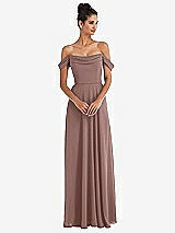 Front View Thumbnail - Sienna Off-the-Shoulder Draped Neckline Maxi Dress