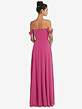 Rear View Thumbnail - Tea Rose Off-the-Shoulder Draped Neckline Maxi Dress