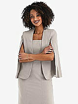 Front View Thumbnail - Taupe Open-Front Split Sleeve Cape Jacket