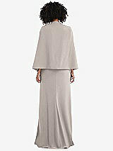 Rear View Thumbnail - Taupe Open-Front Split Sleeve Cape Jacket