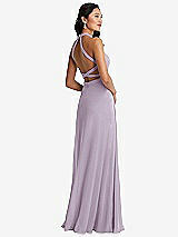 Front View Thumbnail - Lilac Haze Stand Collar Halter Maxi Dress with Criss Cross Open-Back
