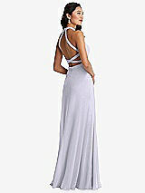 Front View Thumbnail - Silver Dove Stand Collar Halter Maxi Dress with Criss Cross Open-Back