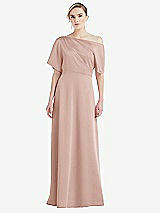 Front View Thumbnail - Toasted Sugar One-Shoulder Sleeved Blouson Trumpet Gown