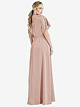Rear View Thumbnail - Toasted Sugar One-Shoulder Sleeved Blouson Trumpet Gown
