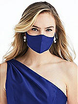 Alt View 2 Thumbnail - Cobalt Blue Satin Twill Reusable Face Mask
