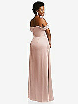 Rear View Thumbnail - Toasted Sugar Draped Pleat Off-the-Shoulder Maxi Dress