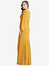 Alt View 3 Thumbnail - NYC Yellow Long Puff Sleeve V-Neck Trumpet Gown