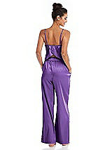 Rear View Thumbnail - Pansy Satin Wide-Leg Lounge Pants with Pockets - Ray