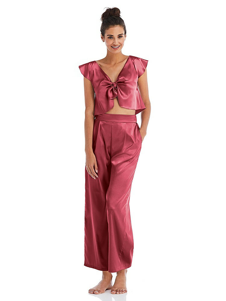 Front View - Nectar Satin Ankle Wide-Leg Lounge Pants - Vic