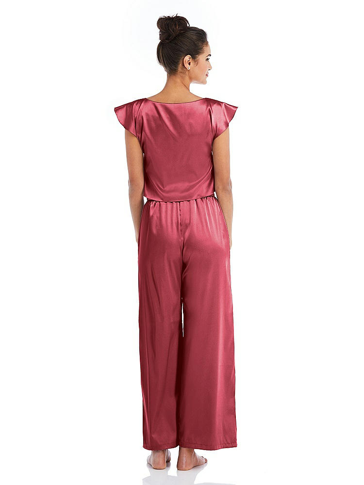 Back View - Nectar Satin Ankle Wide-Leg Lounge Pants - Vic