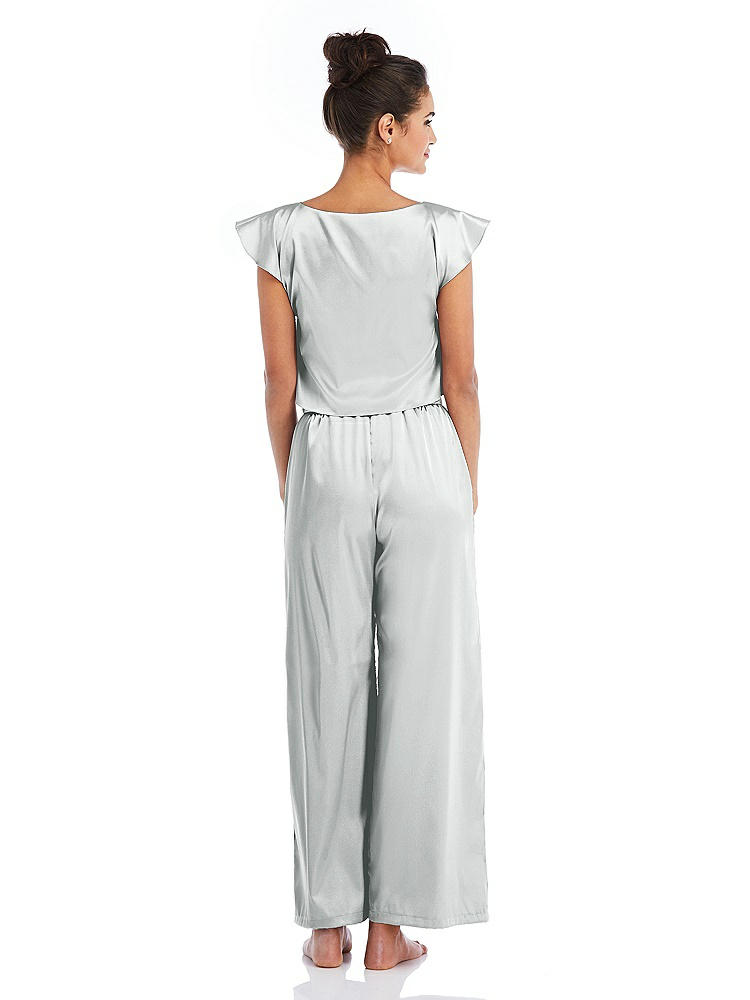 Back View - Sterling Satin Ankle Wide-Leg Lounge Pants - Vic