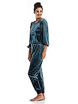 Side View Thumbnail - Dutch Blue Velvet Joggers with Pockets - May