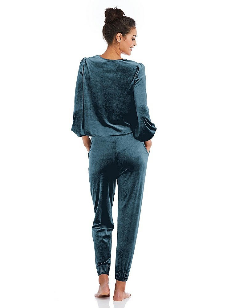 Back View - Dutch Blue Velvet Joggers with Pockets - May