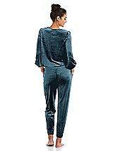 Rear View Thumbnail - Dutch Blue Velvet Joggers with Pockets - May